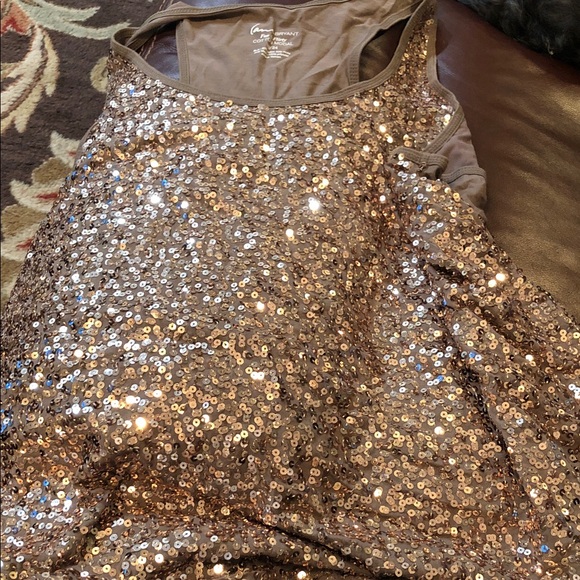 Lane Bryant Tops - Sequin flowy Tank with racing back Champagne Brown